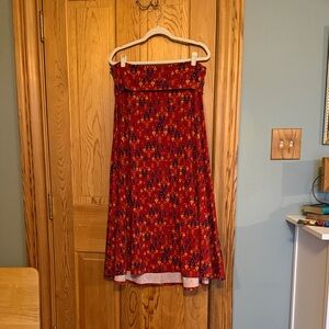 LuLaRoe Red Floral A-Line Skirt